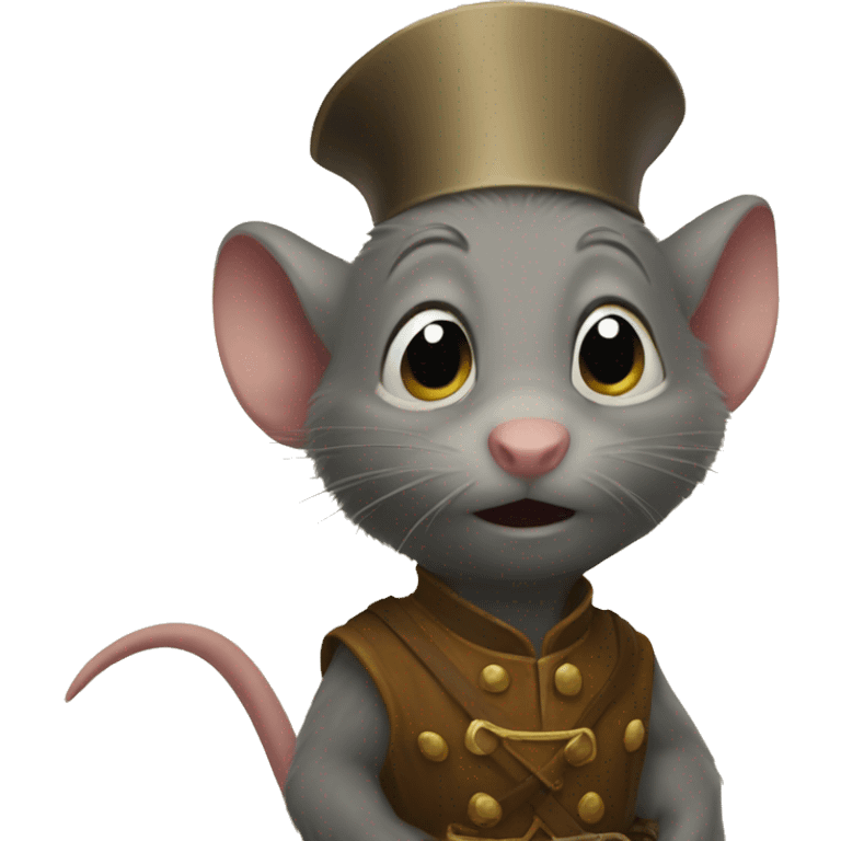 rat being observed by dwarf emoji