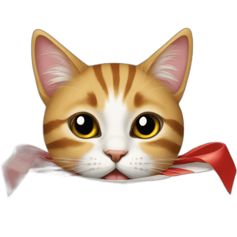 cat sticking its head out of a Christmas present emoji