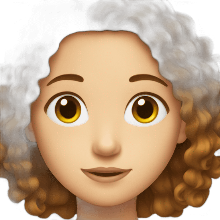 girl with brown wavy hair with square emoji