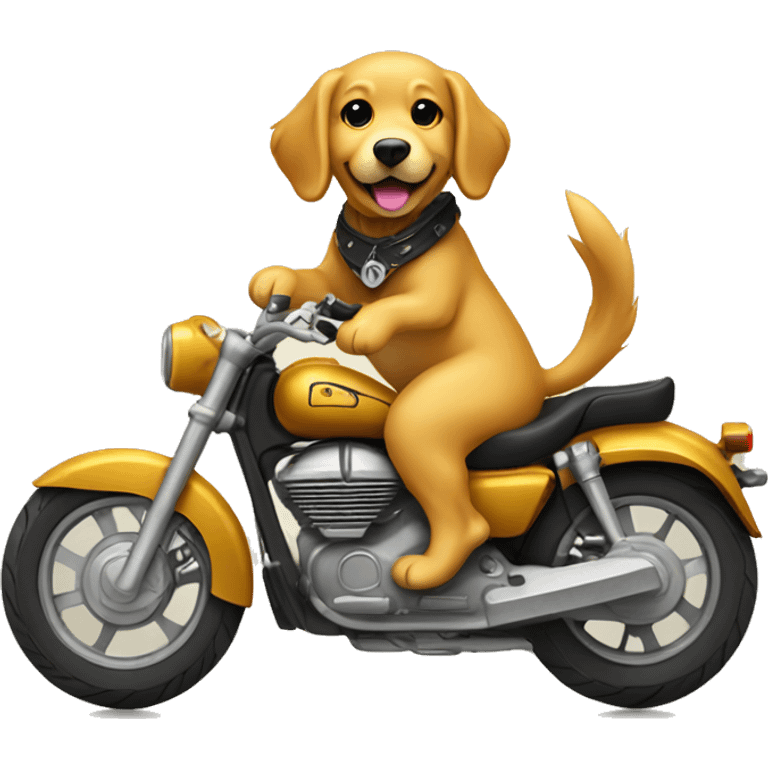 Golden retriever riding motorcycle  emoji