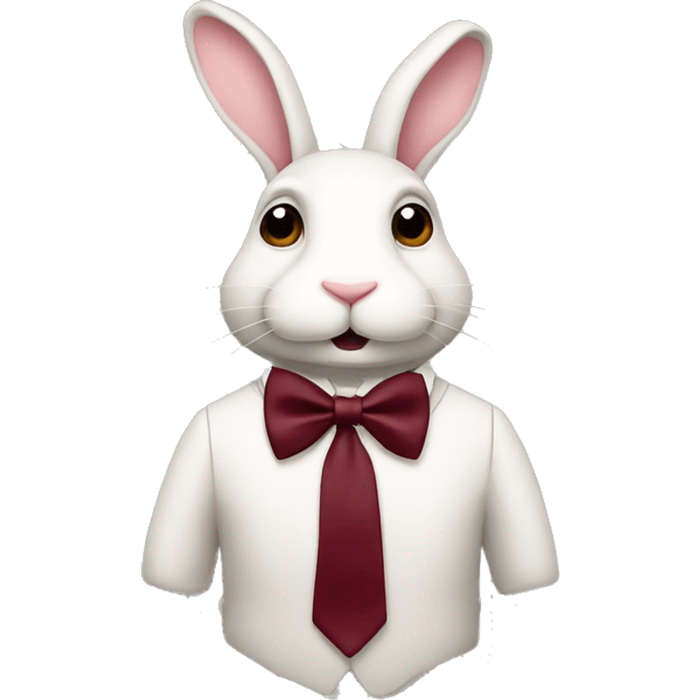 Sitting down. Crème bunny. Burgundy bow tie emoji