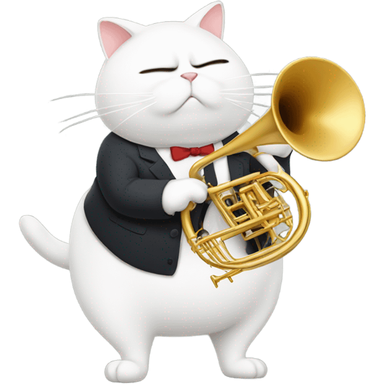 Incredibly fat cat, playing a trombone emoji