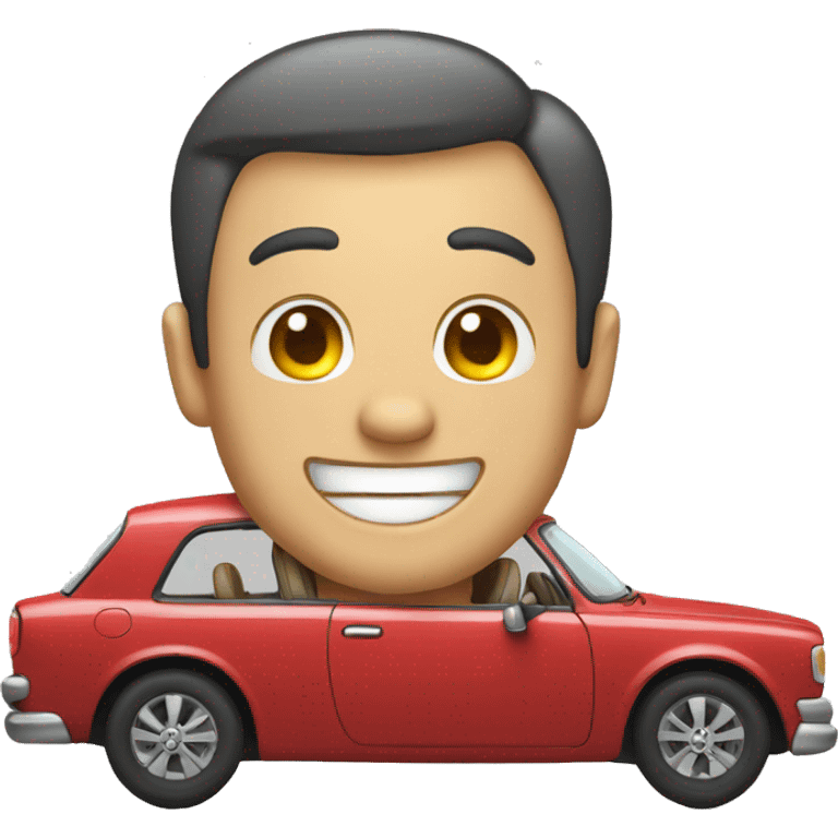 laught man around the car emoji