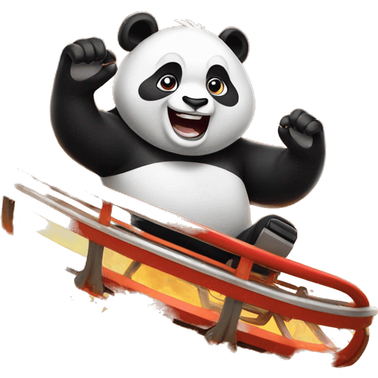 Panda riding roller coaster on fire emoji