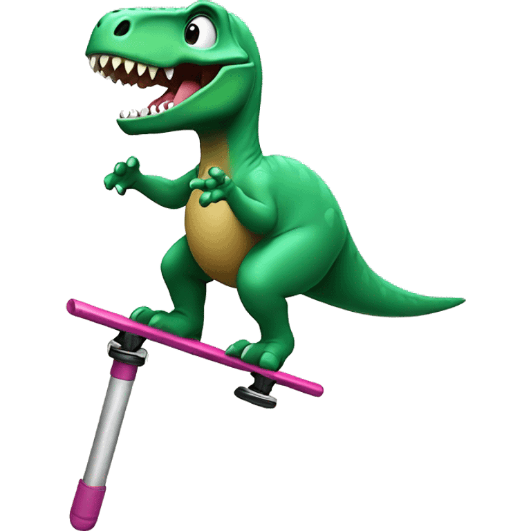 Dinosaur jumping on a pogo stick emoji