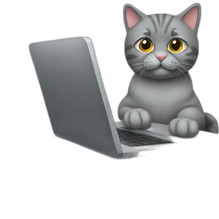 Scottish Gray cat with laptop  emoji