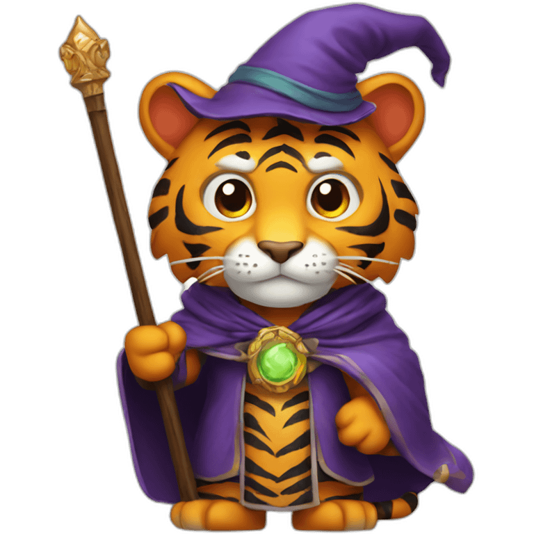 stern tiger wizard with staff emoji