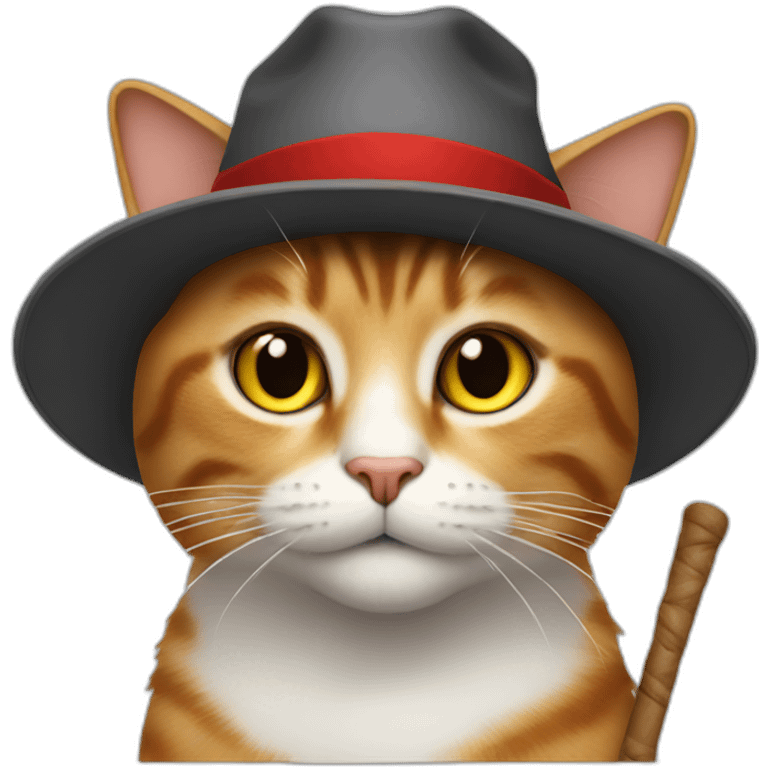 A cat with a red hat and a staff emoji