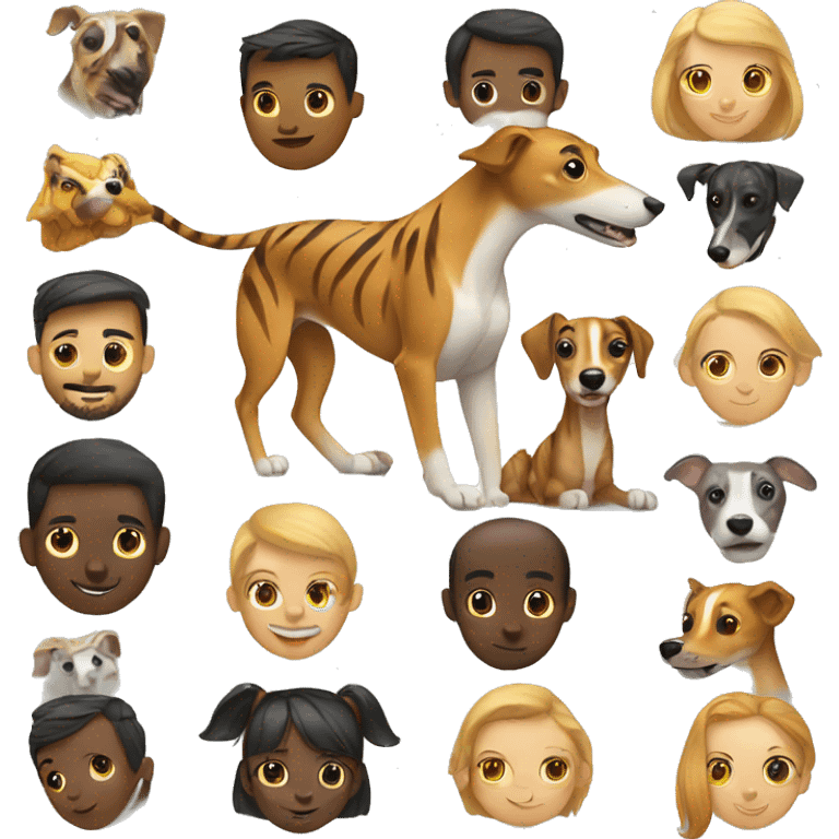 Fawn tiger greyhound playing with people emoji