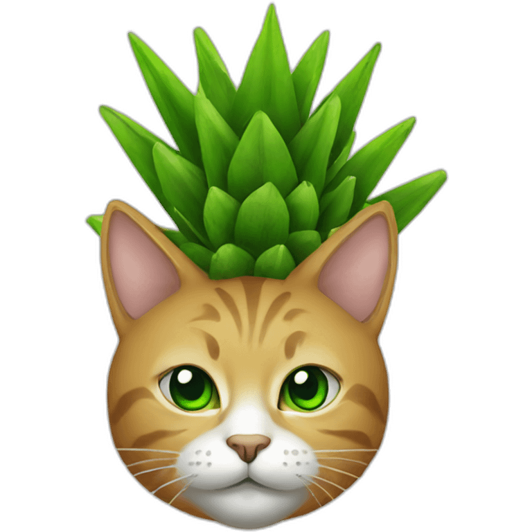 cat with a pineaple with green eyes emoji