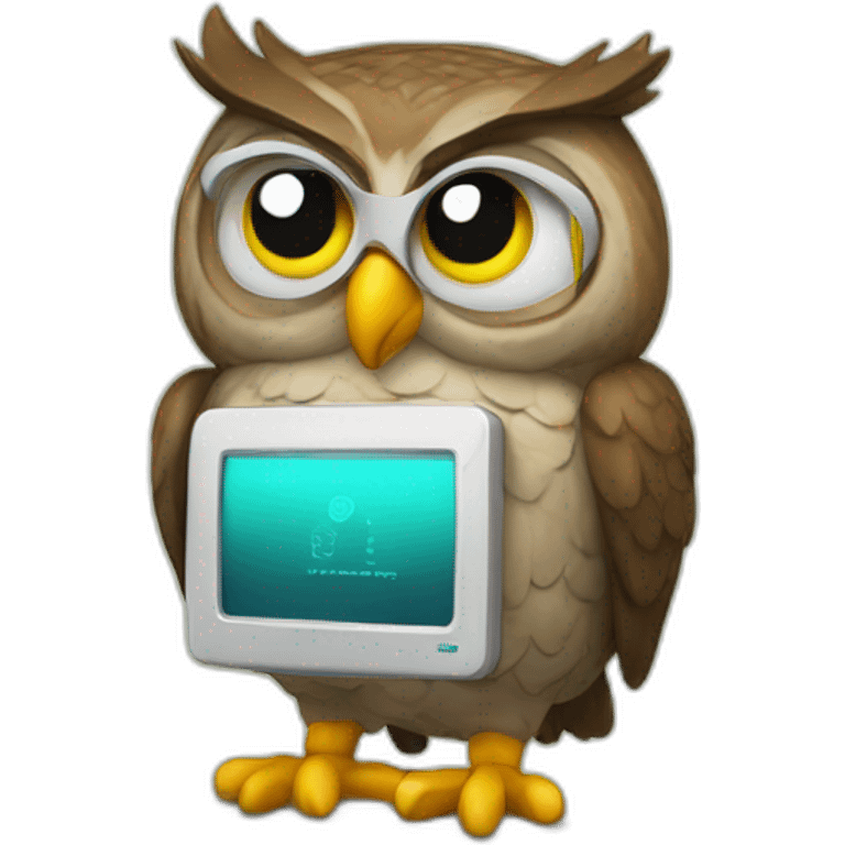 owl coding with portable pc emoji