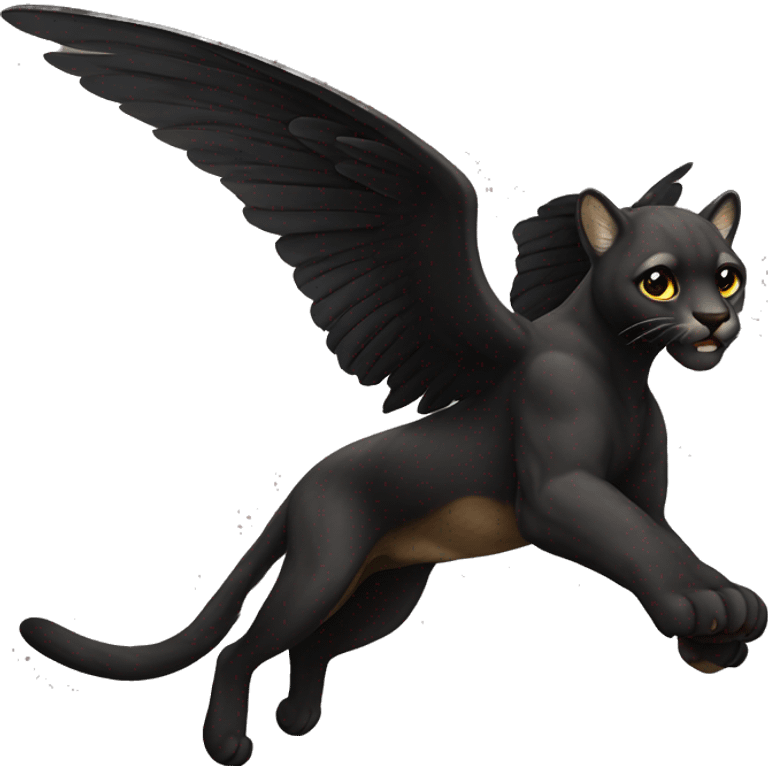 winged black puma flying emoji