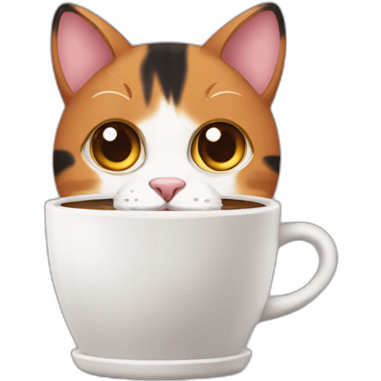 calico cat with coffee emoji