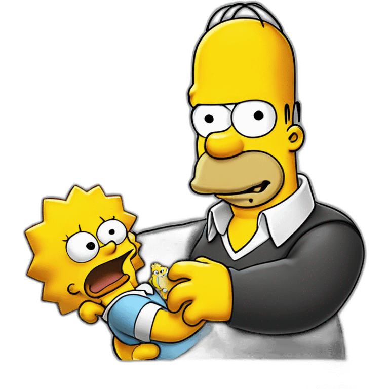 Homer Simpson holding a 11 Bart Simpson ragdoll by it's neck emoji