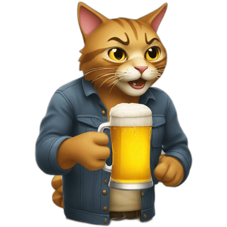 mad cat grabbing a cup of beer emoji