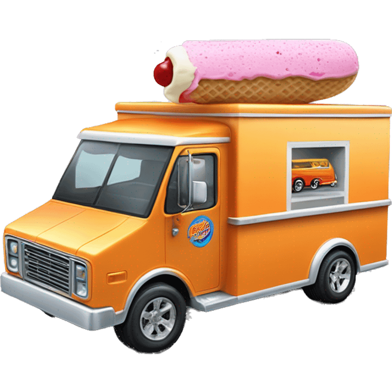 hot wheels sporty 20 foot long juice hole Ice Cream step van  emoji