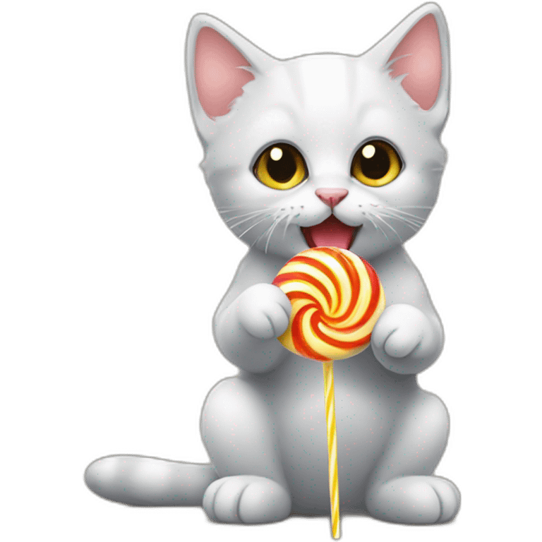 kitten eating a lolipop emoji