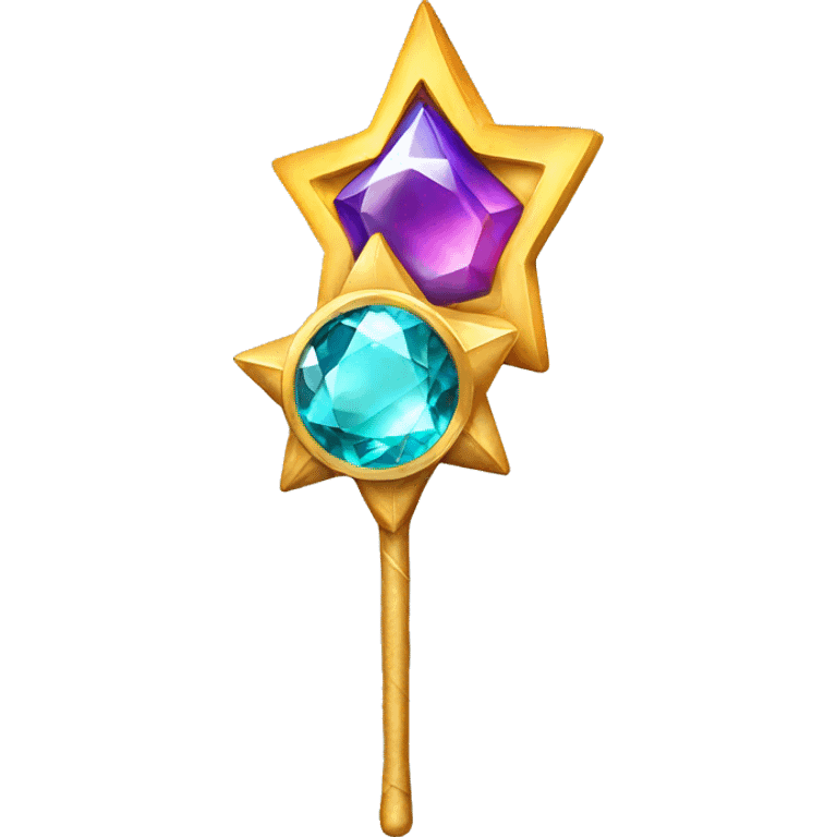 A magic wand with a gem with colors that represents creativity emoji