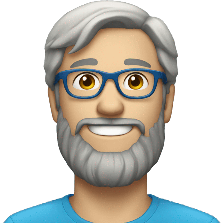 bearded white man with blue glasses, dark hair, smiling  emoji