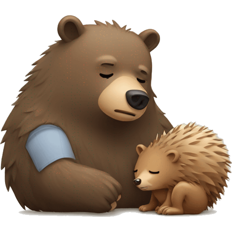 Tired bear and hedgehog emoji