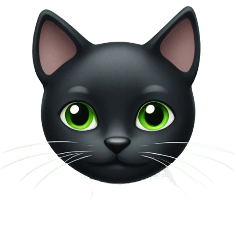 Black cat with white spots around the whiskers and green eyes emoji