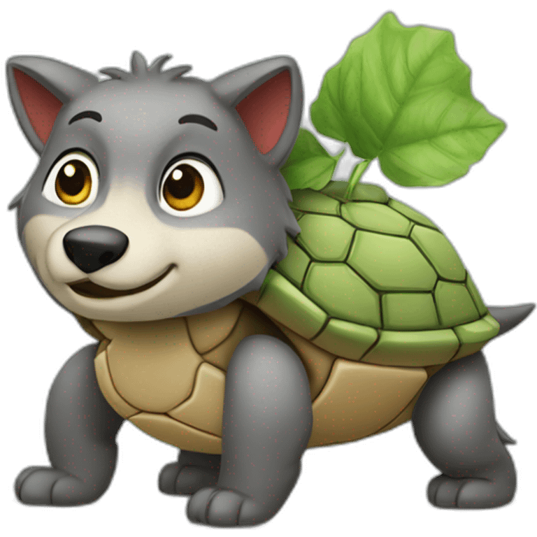 Un loup sur une tortue emoji