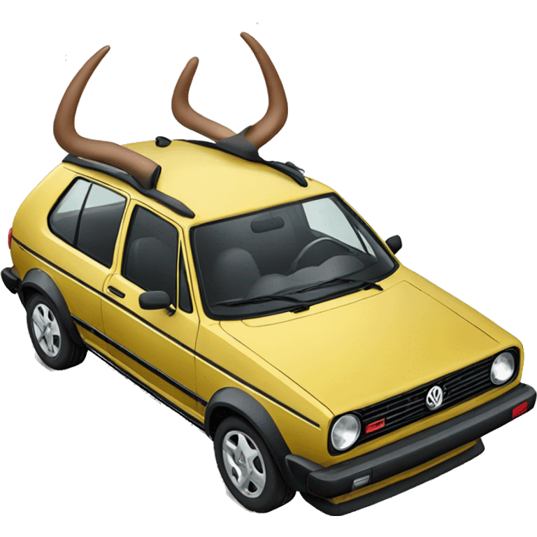 Volkswagen Golf with long horns on the hood emoji