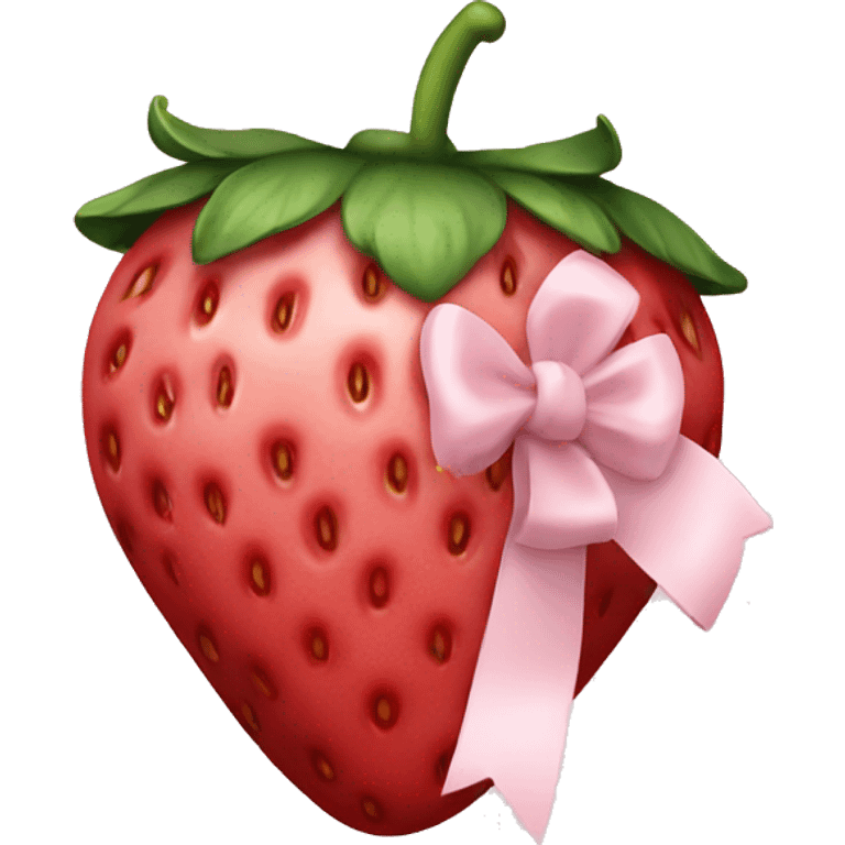 strawberry wrapped in pale pink bow emoji