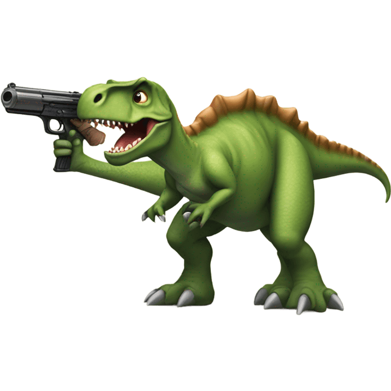 dinosaur with a gun  emoji