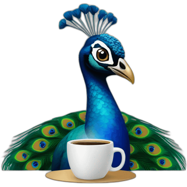 Peacock and coffee emoji