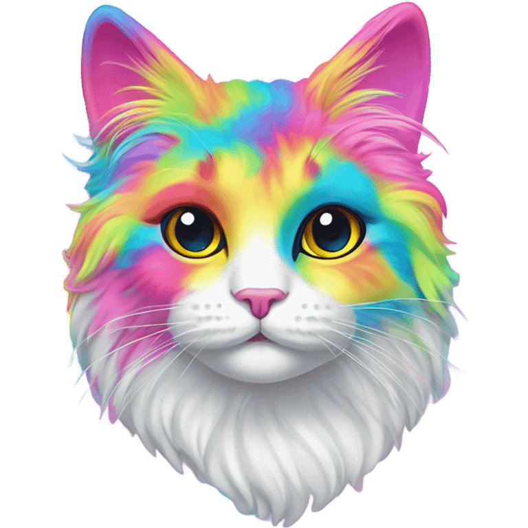 Rainbow Lisa Frank fluffy cat ￼ emoji