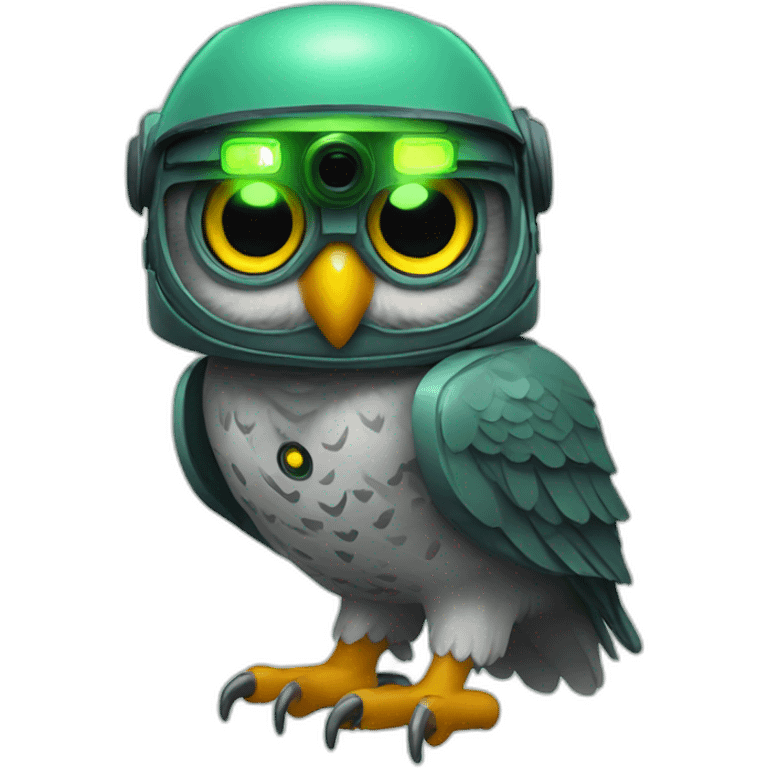 Owl with night vision device in helmet emoji