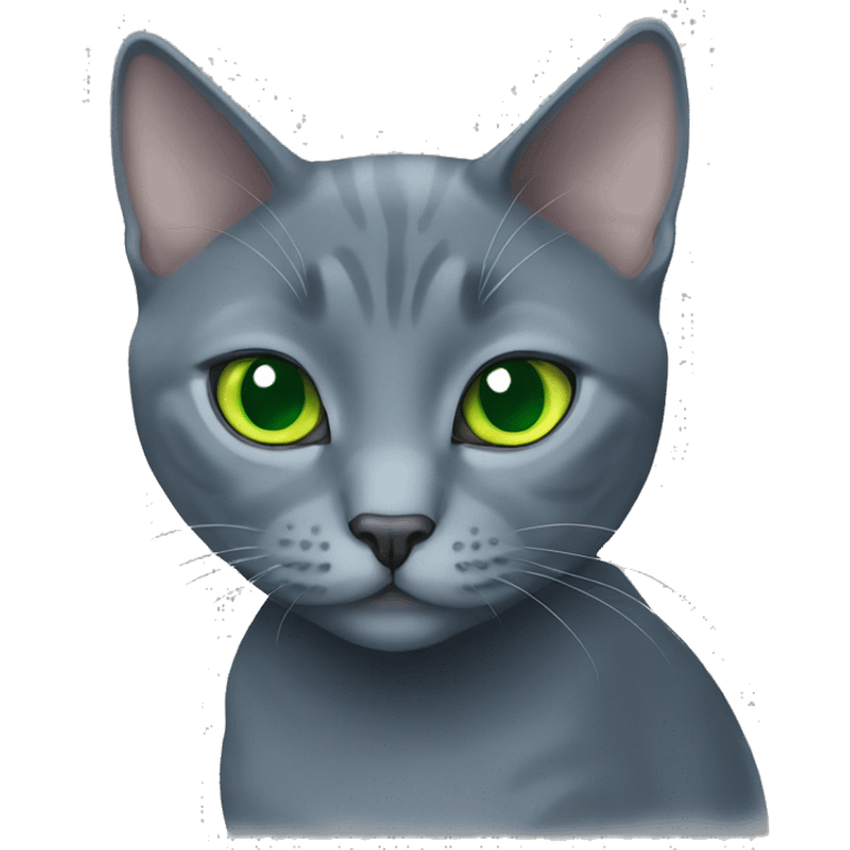 green eyes russian blue cat sitting  emoji