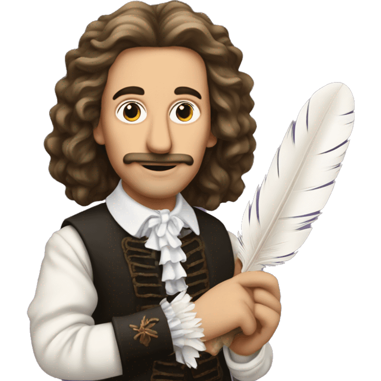 Molière holds a feather in his hand emoji