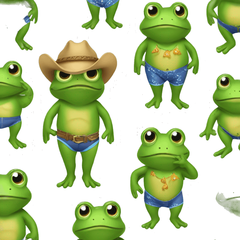 frog cowboy wearing swimsuit  emoji