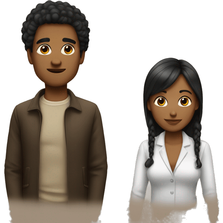 man with black hair woman with brown har emoji