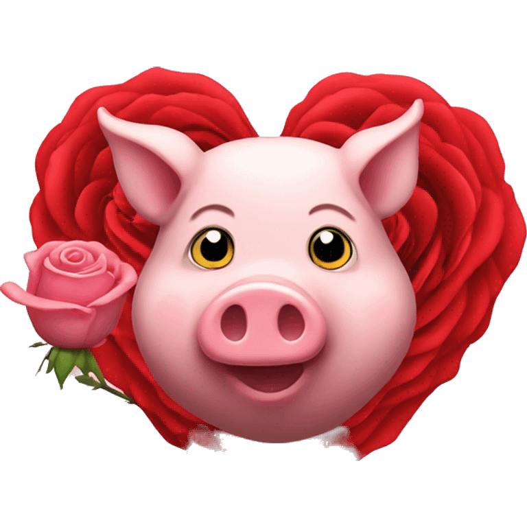 Rose Heart with pig emoji