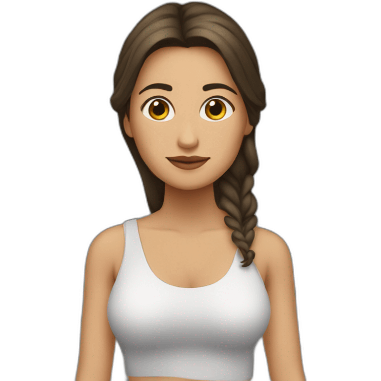 Mujer morena de pelo largo posando de cuerpo entero emoji