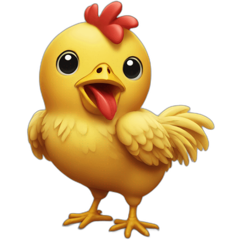 chicken playing videogame emoji