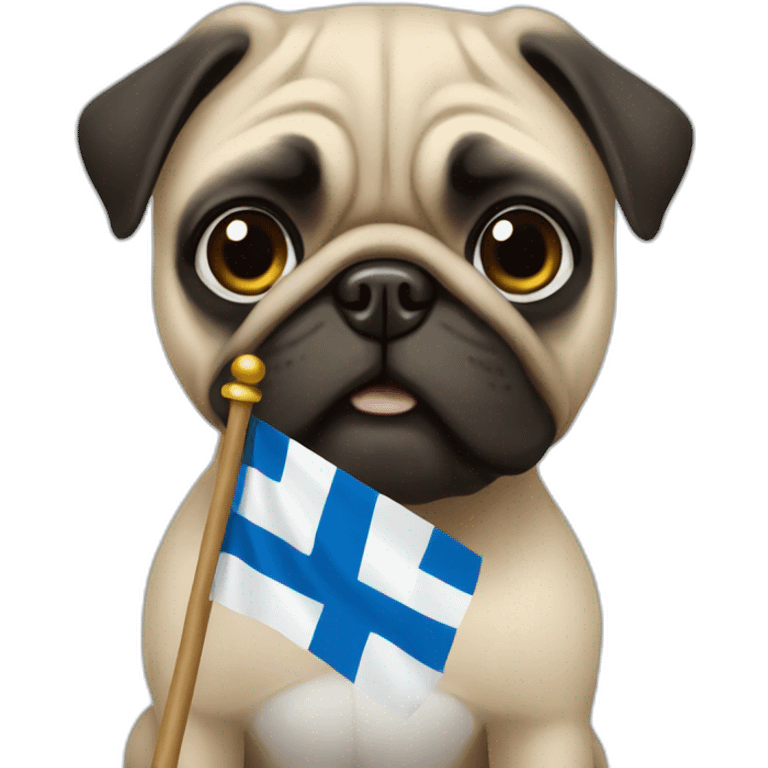 pug holding flag of finland emoji