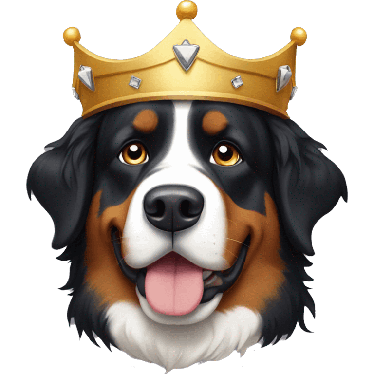 Bernese mountain dog wearing a crown emoji