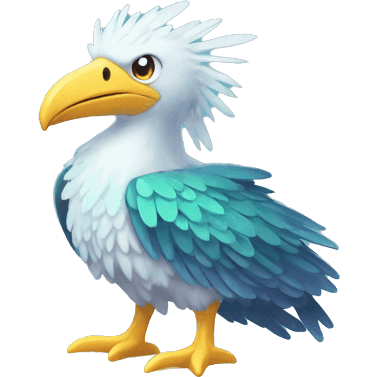 Wet dripping watery Cool Cute Fantasy legendary sea-bird ocean-water-type-Hydro-Phoenix-avian Fakemon full body emoji