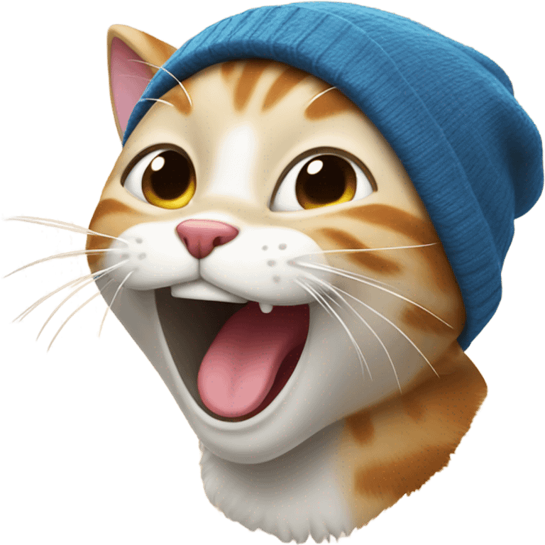 Laughing cat with beanie emoji