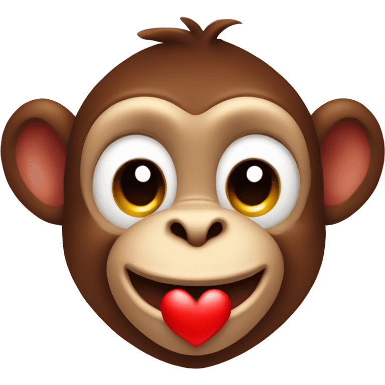 smiling monkey with big red heart emoji