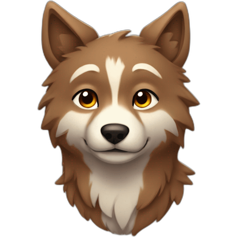 Brown cute Wolf furry dreaming emoji