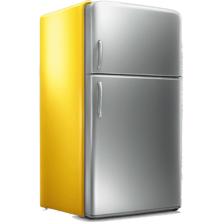 Realistic metallic yellow fridge isolated.  emoji