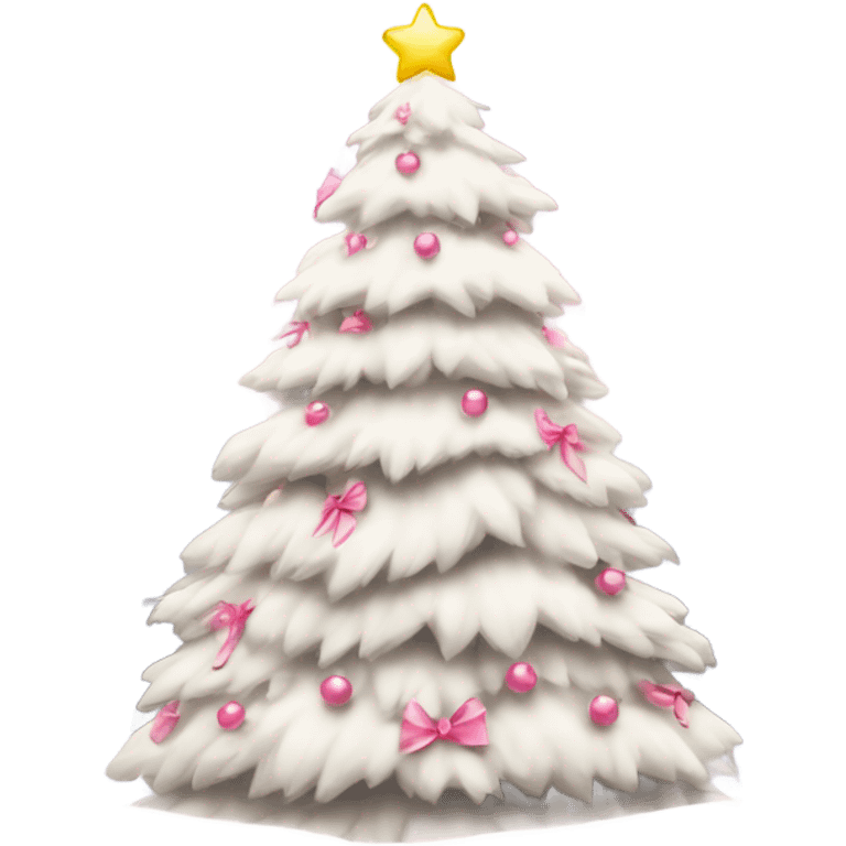 white christmas tree with pink bows christmas mood emoji