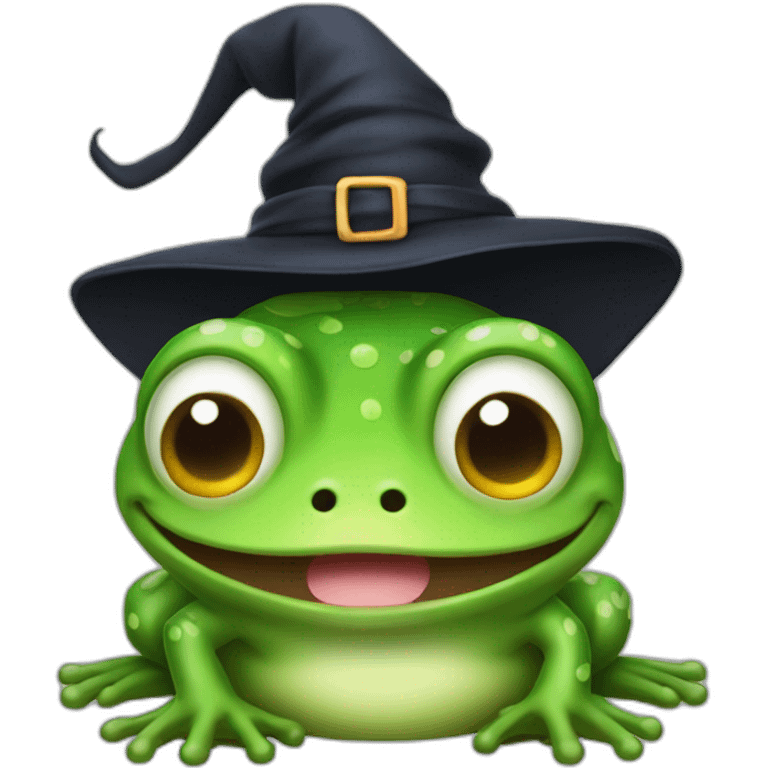 cute frog in a witch hate emoji