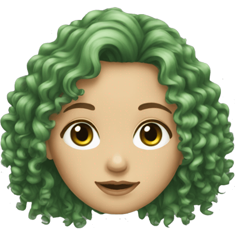 Long curly hair girl green eyes emoji