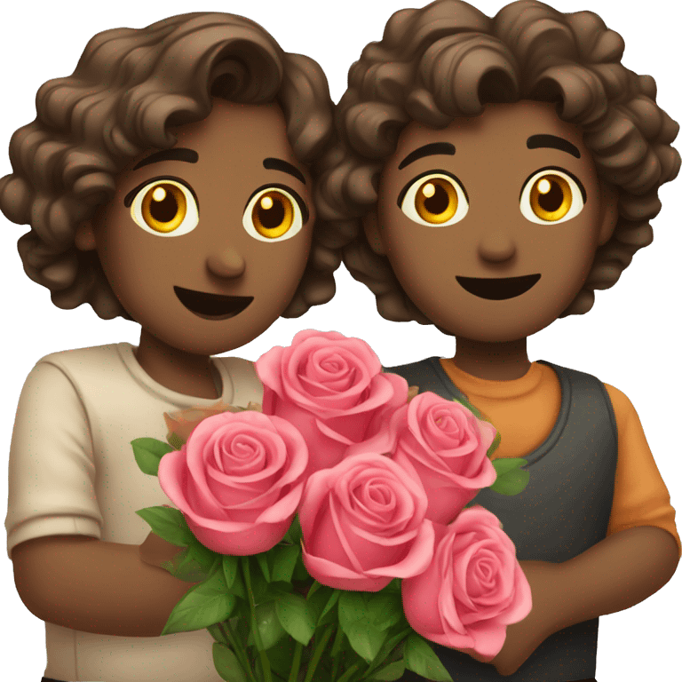 couple bouquet roses emoji